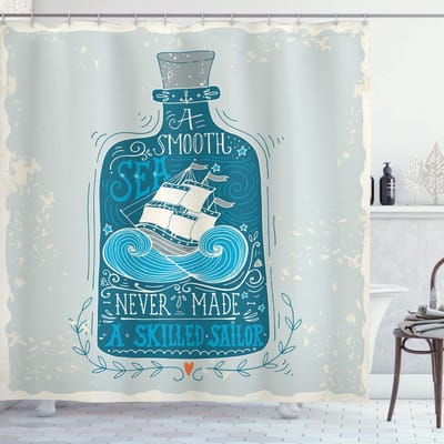 ABAKUHAUS Douchengordijn Maritiem – 175x180 cm – Petrol Taupe – waterafstotend