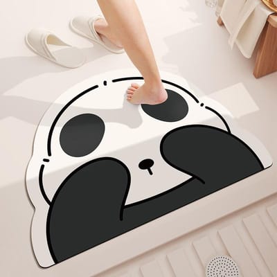 Schattig Panda Diatomeeënaarde Badkamerkussen Toilet Douche Absorberende Voetmat Toiletdeur Sneldrogende Mat 40 × 60cm