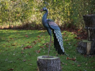 Figuur Pronkende Pauw | Metalen Figuren | Metalen Decoratie Figuren | handgemaakt - 59x31x95