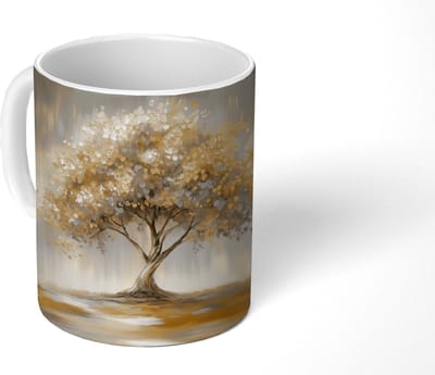 Mok - Koffiemok - Schilderij - Boom - Abstract - Bladeren - Mokken - 350 ML - Beker - Koffiemokken - Theemok
