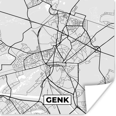 Poster België – Genk – Stadskaart – Kaart – Zwart Wit – Plattegrond - 100x100 cm XXL