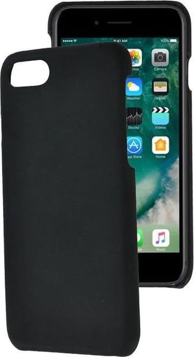 Geschikt voor iPhone 7 Plus hoesje - iPhone 8 Plus / 6 Plus hoesje - Backcover - Hoesje Echt Leer Zwart