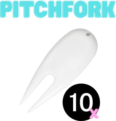 Pitchfork Set – 10 Stuks – Wit – Duurzaam & Lichtgewicht – Golf Divot Tool – Repartie Green - Golfaccesoires - Golfbalmarker - Onmisbaar voor elke Golfer