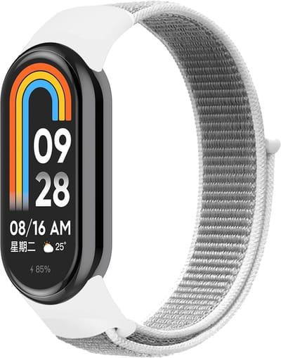 By Qubix - Sport loop nylon bandje - Wit - Geschikt voor Xiaomi Smart Band 8 / 9 / 10