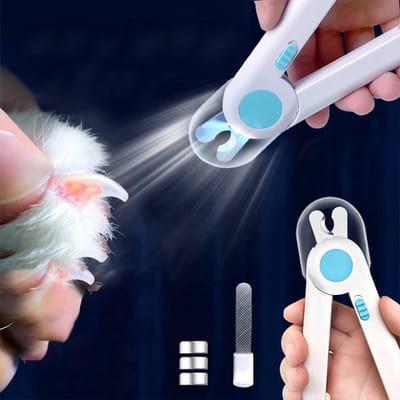 Nagelknipper voor huisdieren met LED-verlichting, professioneel spatwaterdicht ontwerp, geschikt voor kleine en middelgrote huisdieren.