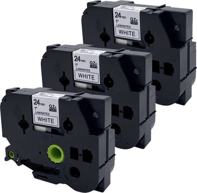 DULA Brother Compatible label tape- Tze-251 - 3 cassettes - Brother P-Touch - Zwart op wit - 24mm x 8m