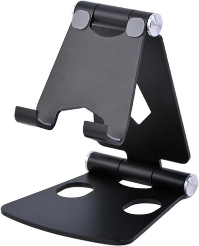 Verstelbare mobiele telefoonstandaard, opvouwbare aluminium houder voor smartphones, geschikt voor iPhone, Huawei en andere modellen, ideaal voor bureaugebruik en handsfree kijken