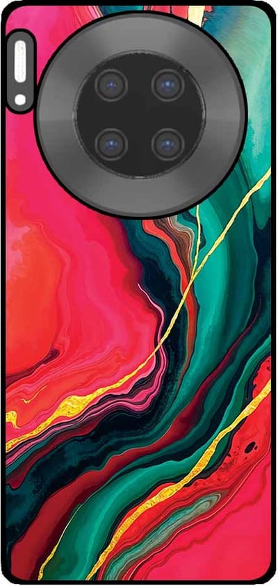 Smartphonica Telefoonhoesje Geschikt voor Huawei Mate 30 Pro met Rood Groen Marmer Opdruk - TPU Backcover Case Red Green Marble Design geschikt voor Huawei Mate 30 Pro