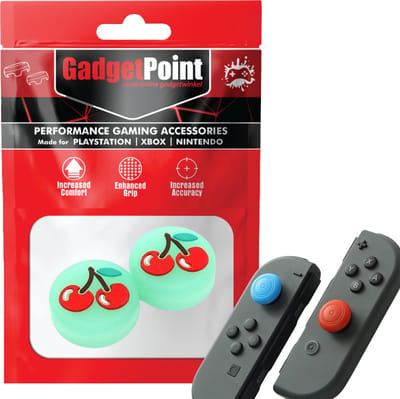 Gadgetpoint - Thumb Grips voor Nintendo Switch Joy-Con Controllers - Gaming Thumbgrips - Performance Anti-Slip Thumbsticks - Bescherming Accessoires - Fruit - Kers groen
