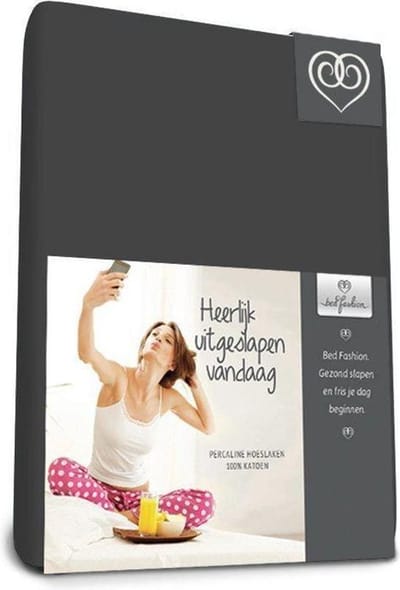 Bed-Fashion katoenen hoeslaken Antra - 80 x 200 cm - Antraciet