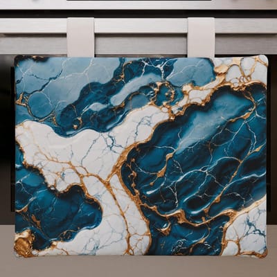 Keuken Overtrek - Tafelkleed - Keuken Decoratie - Marmerlook Design - 40 x 50 cm - Blauw