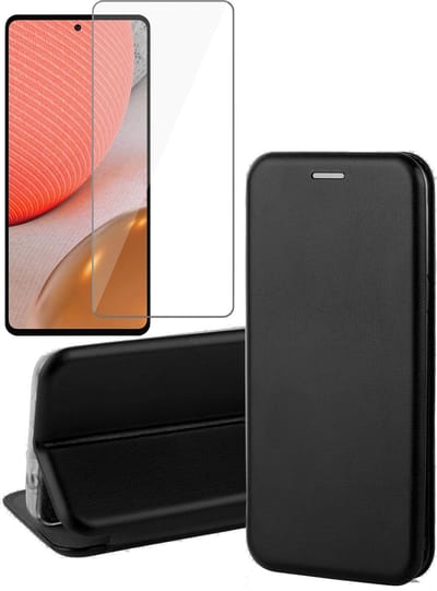 Hoesje geschikt voor Samsung Galaxy A72 - Portemonnee Book Case - Zwart - Met Screenprotector