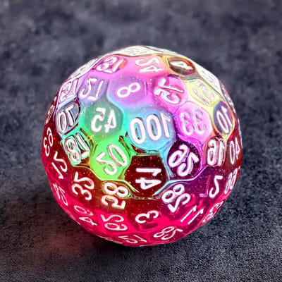 Veelvlak Dobbelsteen - 100 zijden dobbelsteen - Spel en Educatie - Glinsterend en Sprankelend - 45 mm - Rood