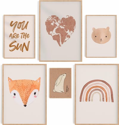 Babykamer posters - 6 stuks - Poster collage - Gallery Wall - Kinderkamer