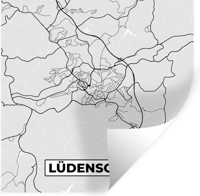 Muurstickers - Sticker Folie - Duitsland - Plattegrond - Lüdenscheid - Kaart - Stadskaart - 100x100 cm - Plakfolie - Muurstickers Kinderkamer - Zelfklevend Behang XXL - Zelfklevend behangpapier - Stickerfolie