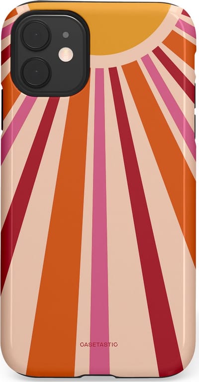 Casetastic Hoesje Geschikt voor Apple iPhone 11 - Stijlvolle Beschermende Duo-layer Case - Retro straal
