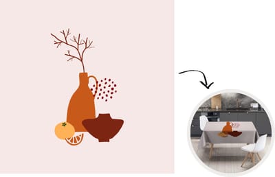 Tafelkleed - Tafellaken - 180x180 cm - Vazen - Fruit - Design - Binnen en Buiten
