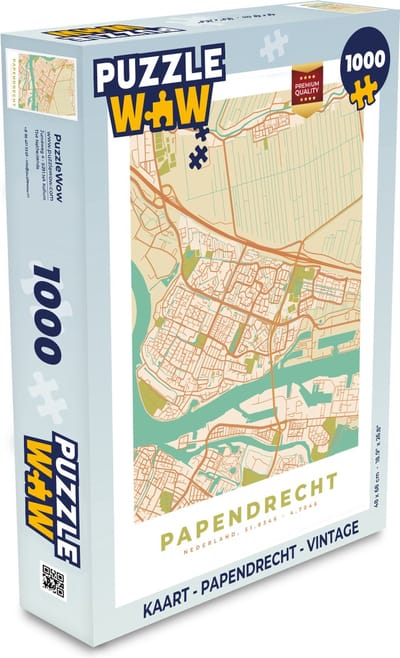 Puzzel Kaart - Papendrecht - Vintage - Legpuzzel - Puzzel 1000 stukjes volwassenen