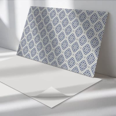 Wallfluent Vinyl Wandpaneel - Patroon met bloemmotieven Zelfklevend Wandpaneel - 120 cm x 60 cm - Blauw PVC wandpaneel - Set van 1 - Rechthoekig Wandbekleding Vinyl - Patroon Wandpaneel - PVC Muurpaneel - Wandpaneel Keuken en Badkamer