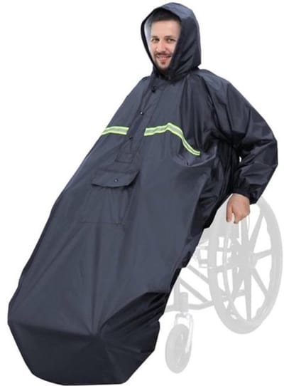 Waterdichte rolstoel-poncho afdekking met mouwen - lichte regenponcho - cape Shield met elastieken biedt droge bescherming voor rolstoelen - eenheidsmaat - grijs