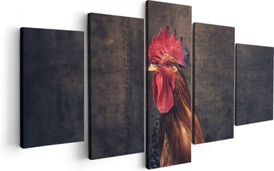 Artaza Canvas Schilderij Vijfluik Haan van Dichtbij  - 100x50 - Foto Op Canvas - Canvas Print