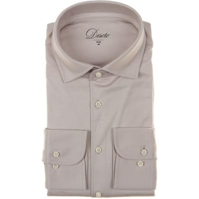 Desoto Luxury Overhemd Uni Solid Color Two-Ply Cotton Luxury Collar Light Taupe / male