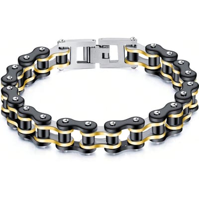 Mode Trend Armband Heren Hip Hop Fiets Locomotief Ketting Armband gold gray