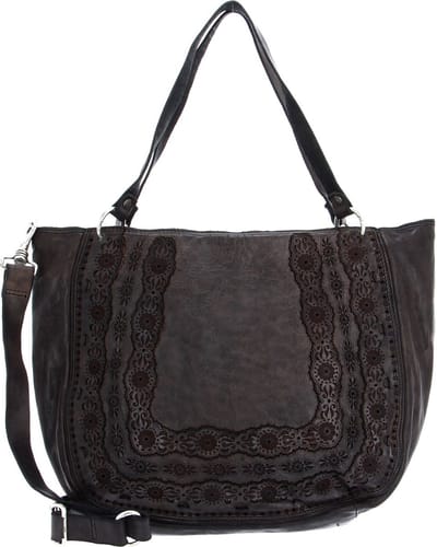 CAMPOMAGGI Leren Schoudertas Shoulder Bag Grigio Antraciet
