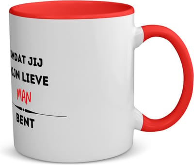 Akyol - omdat jij mijn lieve man bent koffiemok - theemok - rood - Vriend/vriendin - de liefste man - valentijnsdag - verjaardag - cadeautje voor vriendje - kado - geschenk - 350 ML inhoud