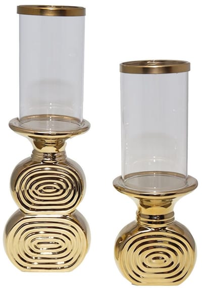 AULICA - Set Golden Photophore Spiral - Kandelaars- 11x10x33cm/10x10x26.5 cm - Goud