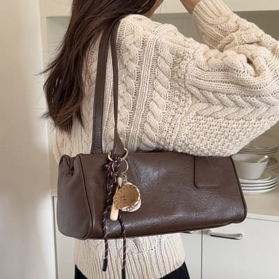 Dames Herfst-winter Vintage Baguette Tas Alles-in-één Commuter Casual Schouder Onderarm Tas gray
