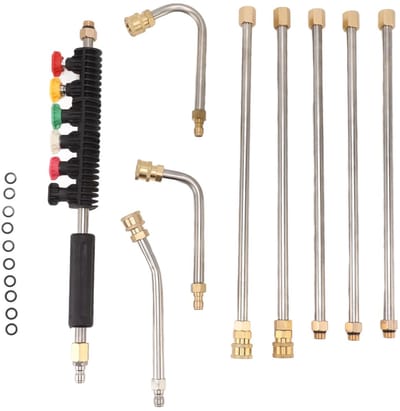 Dailygoods - Verlengstuk Hogedrukreiniger - 5 Rechte en 3 Gebogen Stangen - Quick Connect Vervanging - Geschikt voor Hogedrukreinigers - Sproeiers Inc...