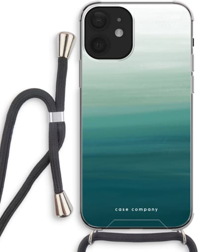 Case Company® - Hoesje met koord geschikt voor iPhone 12 mini hoesje met Koord - Ocean - Telefoonhoesje met Zwart Koord - Bescherming aan alle Kanten en Over de Schermrand