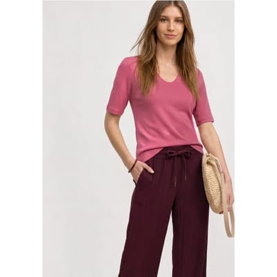 Basic Shirt met V-hals in effen kleur