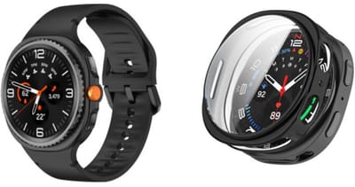 Strap-it Bundel: Siliconen Bandje met Gespsluiting + TPU Soft Case Hoesje – Stevig, flexibel & beschermend – Zwart – geschikt voor Samsung Galaxy Watch 8 (44mm)