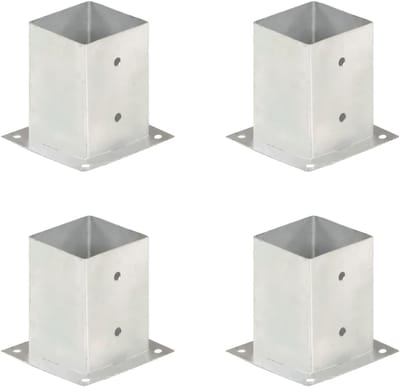 Paalankers 4 stuks - Steunvoeten metaal - Terras bouwen - Verzinkt roestvrij - 101 mm buis