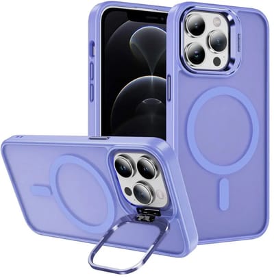 Hoesje Geschikt voor Apple iPhone 12 / 12 Pro - Compatibel met MagSafe & Qi2 - Back Cover met Standaard - Camera Kickstand - Licht Paars