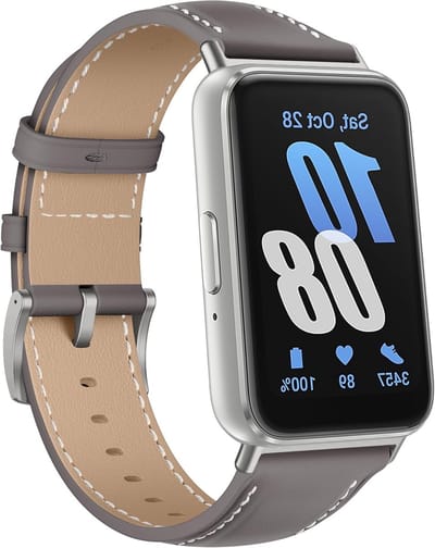 Vintage Leren Horlogeband voor Galaxy Fit 3 - Vervangbare Zachte Strap met Metalen Gesp en Ademend Ontwerp voor Mannen en Vrouwen - Grijs