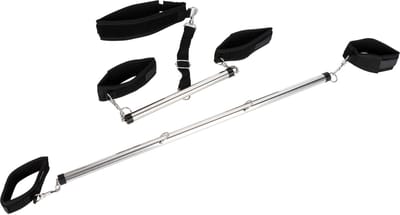Pipedream Fetish Fantasy Boeien Spread 'em Bar and Cuff Set zwart,zilver