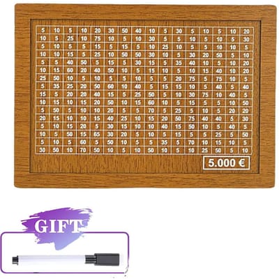 1000/2000/3000/5000 Euro Spaarpot Houten Spaarpot met Herbruikbare Spaarpot met Spaardoel en Cijfervakken