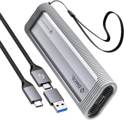 Toolvrije M.2 NVMe behuizing met USB 3.2 10Gbps, siliconen beschermhoes en sleutelband, aluminium NVMe USB-adapter voor PCIe M-Key SSD in 2230/2242/2260/2280, snelle dataoverdracht en optimale bescherming
