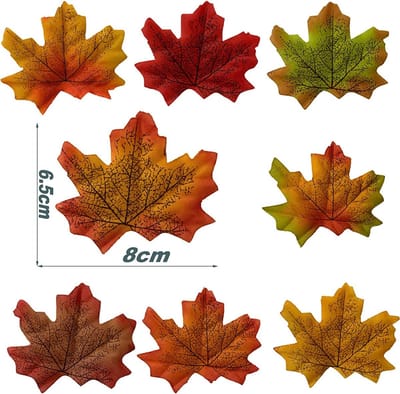 Ulanax - Herfstdecoratie 100 stuks Herfst Esdoorn Bladeren | Herfstbladeren 8x7cm | Gekleurde Nep-Bladeren | 8 Gemengde Kleuren | Herfstkleuren Kunstbladeren | Kunstmatige Decoratie Herfstblad