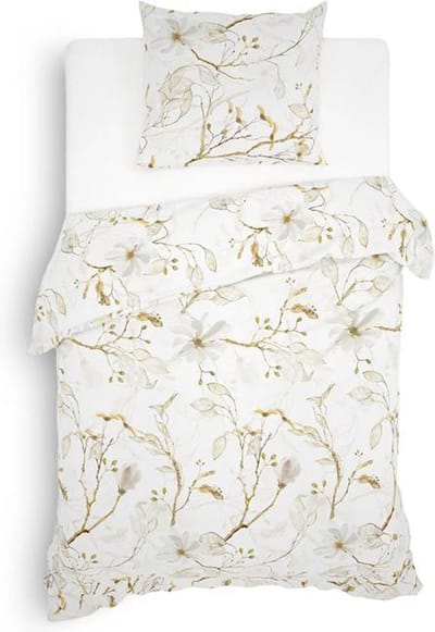 Heckett & Lane Dortea Dekbedovertrek - Flanel - Eenpersoons - 140x200/220 cm - Flowy Natural
