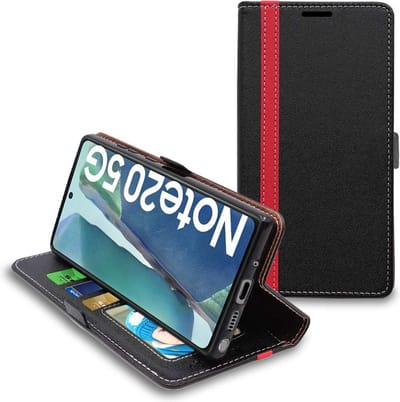 ebestStar - Hoes geschikt voor Samsung Galaxy Note20 (4G, 5G), Wallet Etui, Book case hoesje, Zwart, Rood