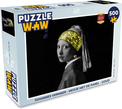 Puzzel Johannes Vermeer - Meisje met de parel - Goud - Legpuzzel - Puzzel 500 stukjes