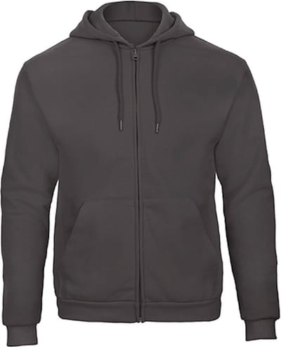 Herenhoodie met rits 'ID.205' B&C Collectie maat XS Antraciet