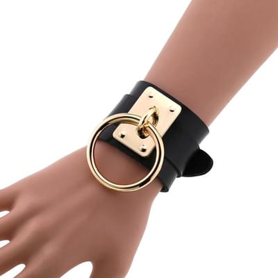 Zwarte leren polsband armband manchet Goth Gothic Bar Punk armbanden Dames Heren armbanden kunnen worden aangepast Sieraden black