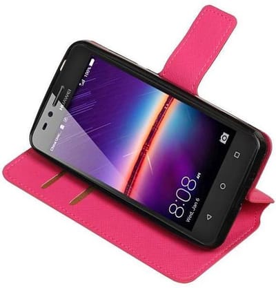 Cross Pattern TPU Bookstyle Wallet Case Hoesjes Geschikt voor Huawei Y3II Roze