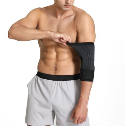 Goodli Elleboog Brace - Maat M - Ondersteunende Elastische Elbow Sleeve voor Tennisarm - Compressie Elleboog Bandage voor Tennis, Golf en Fitness - Onderarm Brace met Klittenband