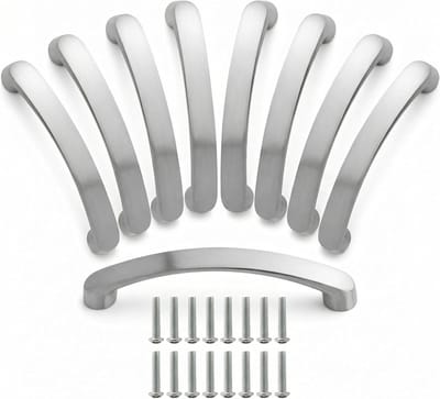 8-delige Set Keuken Deurgrepen, Geborsteld Aluminium Handgrepen voor Kasten, 96mm Bevestigingsafstand